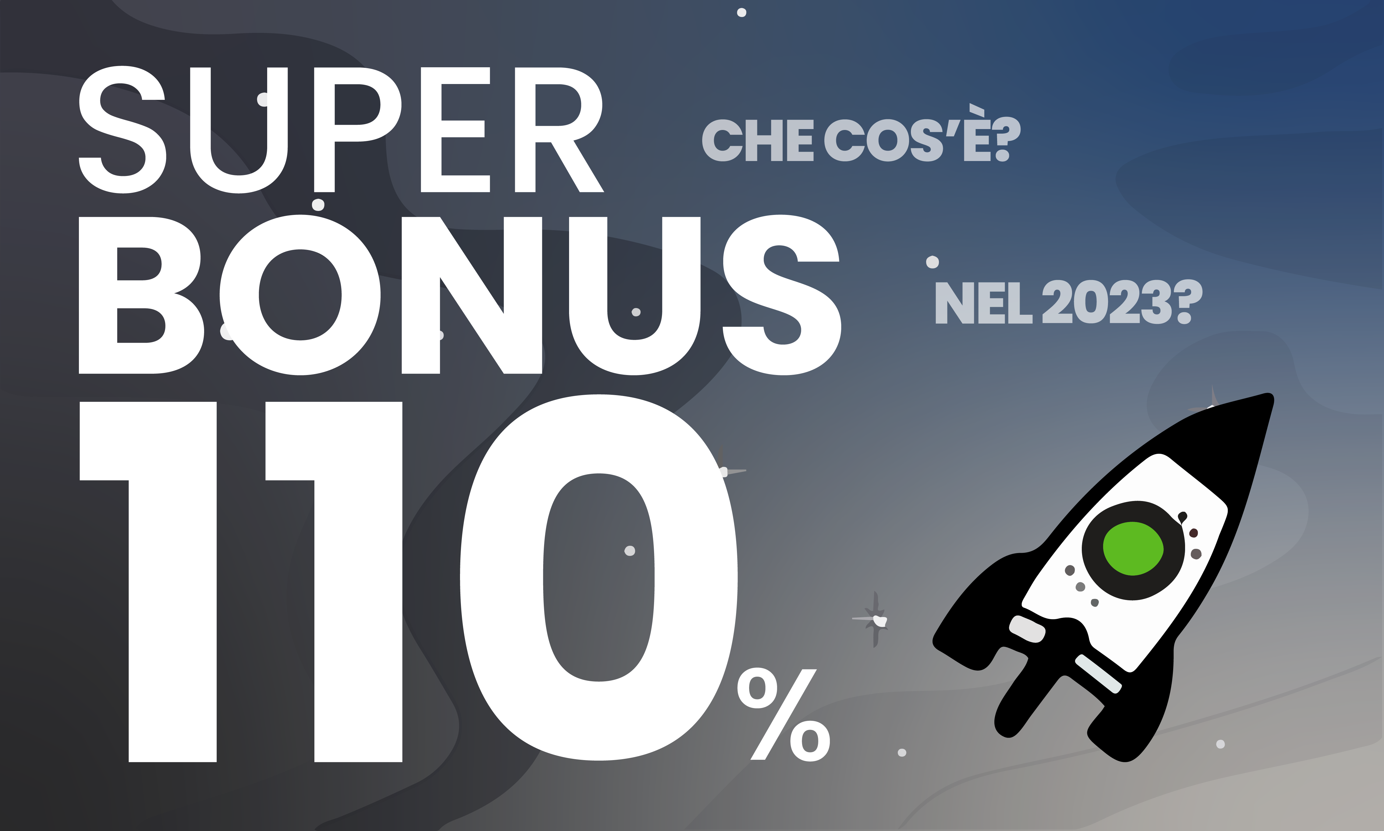 testo superbonus 110 con design a razzo